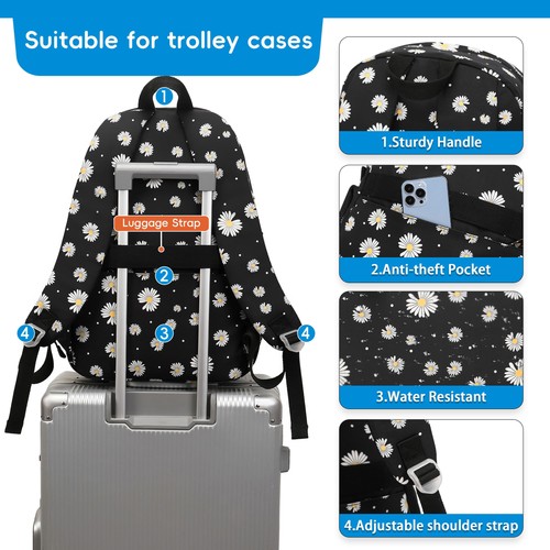 Daisy Backpack for School Backpack for Girls Backpack with Lunch Box Bookbag ... - Picture 4 of 6