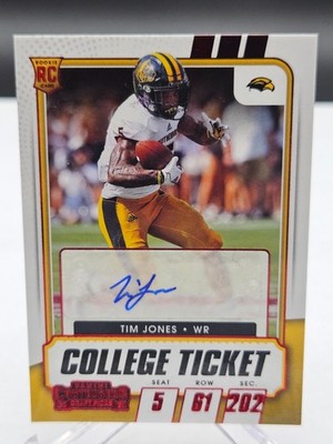 2021 Panini Contenders Draft Picks College Game Ticket Red Tim Jones #144 Auto