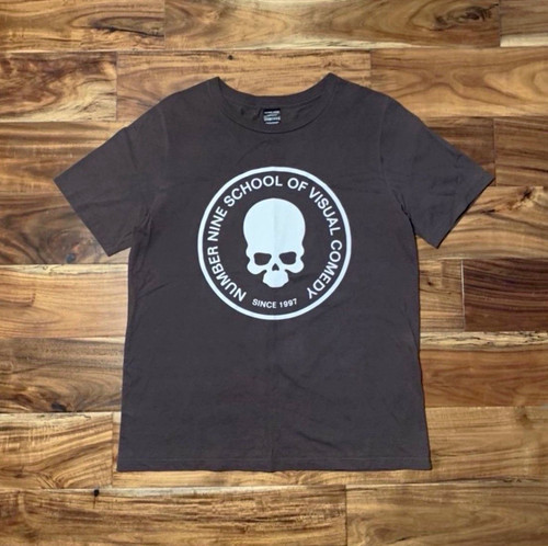 Number (N)ine School of Visual Comedy Skull Logo Graphic Black T-Shirt M