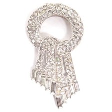 VINTAGE LARGE ART DECO CLEAR RHINESTONE BELT BUCKLE PIECE PART RE-USE PENDANT