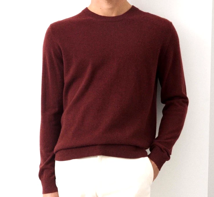 BNWT rp £99 M&S men LARGE 41-43 PURE CASHMERE BURGUNDY JUMPER CREW NECK New XMAS - Image 2 of 4