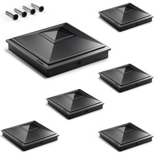 SIEDiNLAR 4x4 Pyramid Post Caps Outdoor Fence 4x4in, 6 Pack, Black