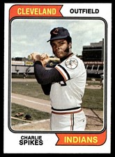 1974 Topps Card Baseball Charlie Spikes Cleveland Indians #58 NM