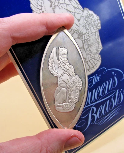 BULLION 1976 1.5oz Silver Ingot QUEENS BEASTS The Griffin Of Edward 3rd III