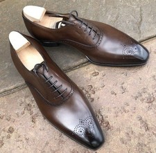 Brown Leather Dress Oxford Shoes Brogue Formal Lace up Business Men Shoes