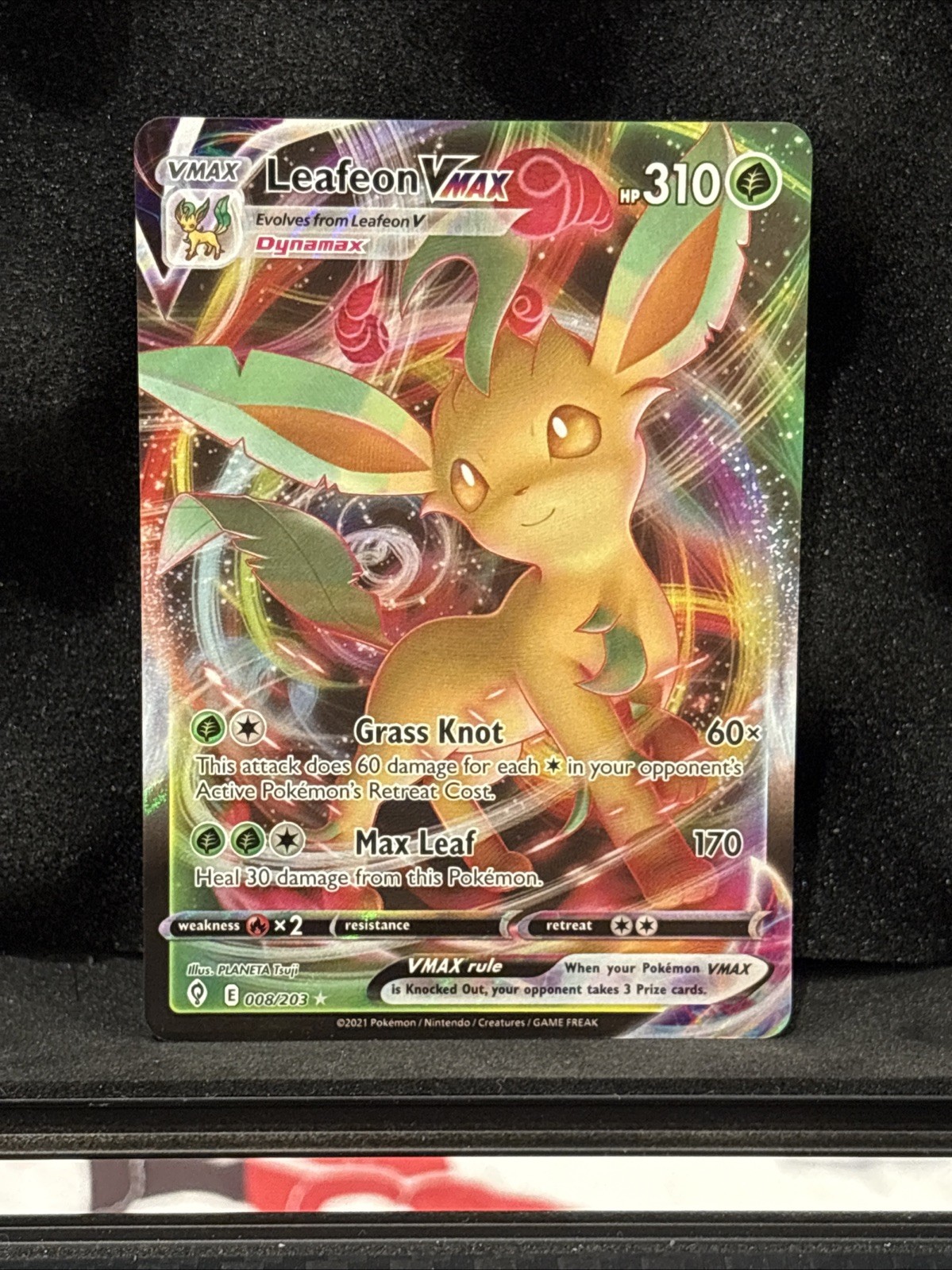 Leafeon VMAX 008/203 SWSH07 Evolving Skies Holo Rare Pokémon TCG NM
