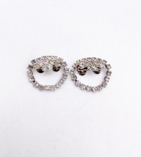 Vintage Rhinestone Shoe Clips Silvertone Sparkly U Shaped Bridal Accessory