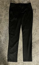 Amazon Essentials Men Black Solid Flat Front Dress Pants Zip Button Waist 29x34