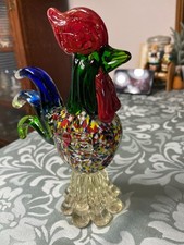 Murano Style Blown Art Glass Rooster Figurine  Colorful