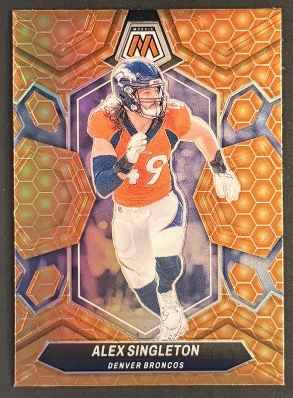 Alex Singleton 2024 Panini Mosaic #69 Honeycomb SSP Case Hit Broncos