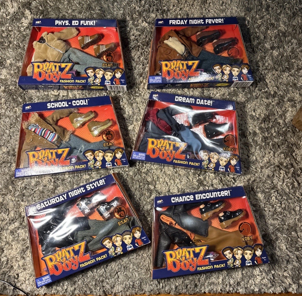 6 pack full collection BRATZ BOYZ DOLL FASHION PACK CLOTHES 