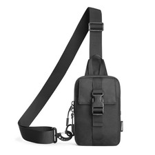 Waterproof Mini Crossbody Sling Bag, Small Chest Fanny Pack for Men, Black
