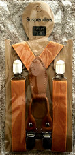 Kids 1-8 years Burnt Orange and Leather Suspenders New Sealed in Bag
