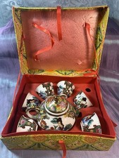 Vintage Hand-Painted Asian Porcelain Miniature Tea Set