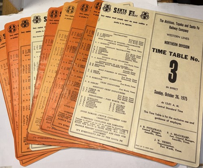 #ad #ad The Atchison Topeka Santa Fe Time Table Lot 9 Northern Division 1970’s $55.00