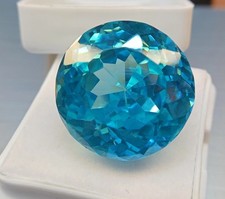 Cambodian Blue Color Huge Natural 60.87 Ct Zircon Round Cut Loose Gemstone