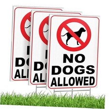3 PC No Dogs Allowed Signs for Yard, 8x12 Double Sided Coroplast No Dog Poop