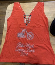 Harley D Bike Week Daytona Beach 2014 ladies Tank With Chains & Silver Studs XXL