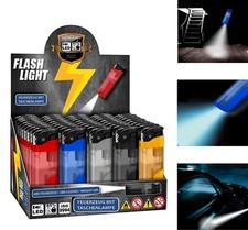 (41007) Black Flash Light LED Elektro Feuerzeuge Elektonik Feuerzeug mit Lampe