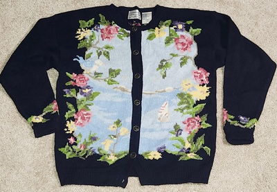 #ad Vintage Northern Reflections Treasures Cardigan Button Floral Size Medium $13.98