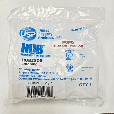 United Security Product Inc HUB2SDB Latching Push On-Off Hold Up Button NEW
