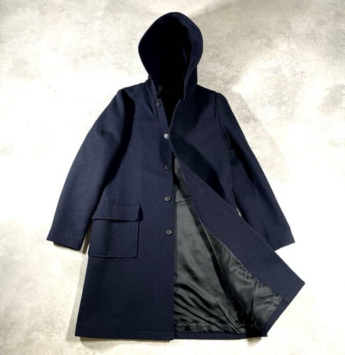 A.P.C., A.P.C. 90s Wool Hooded Coat Made in France M Navy Vintage Men's Outerwear
