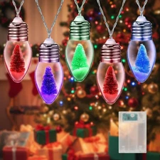 13ft Christmas Tree Snow Globe String Lights 20 LED Vintage Bulbs String Ligh...