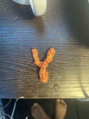 A Flaming Hot Limon Cheeto That s Shaped Like The Letter Y