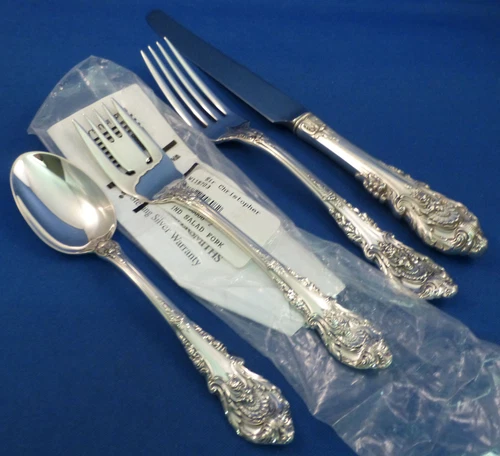 SIR CHRISTOPHER-WALLACE STERLING 4 PIECE LUNCH PLACE SETTING(S)-FRENCH BLADE