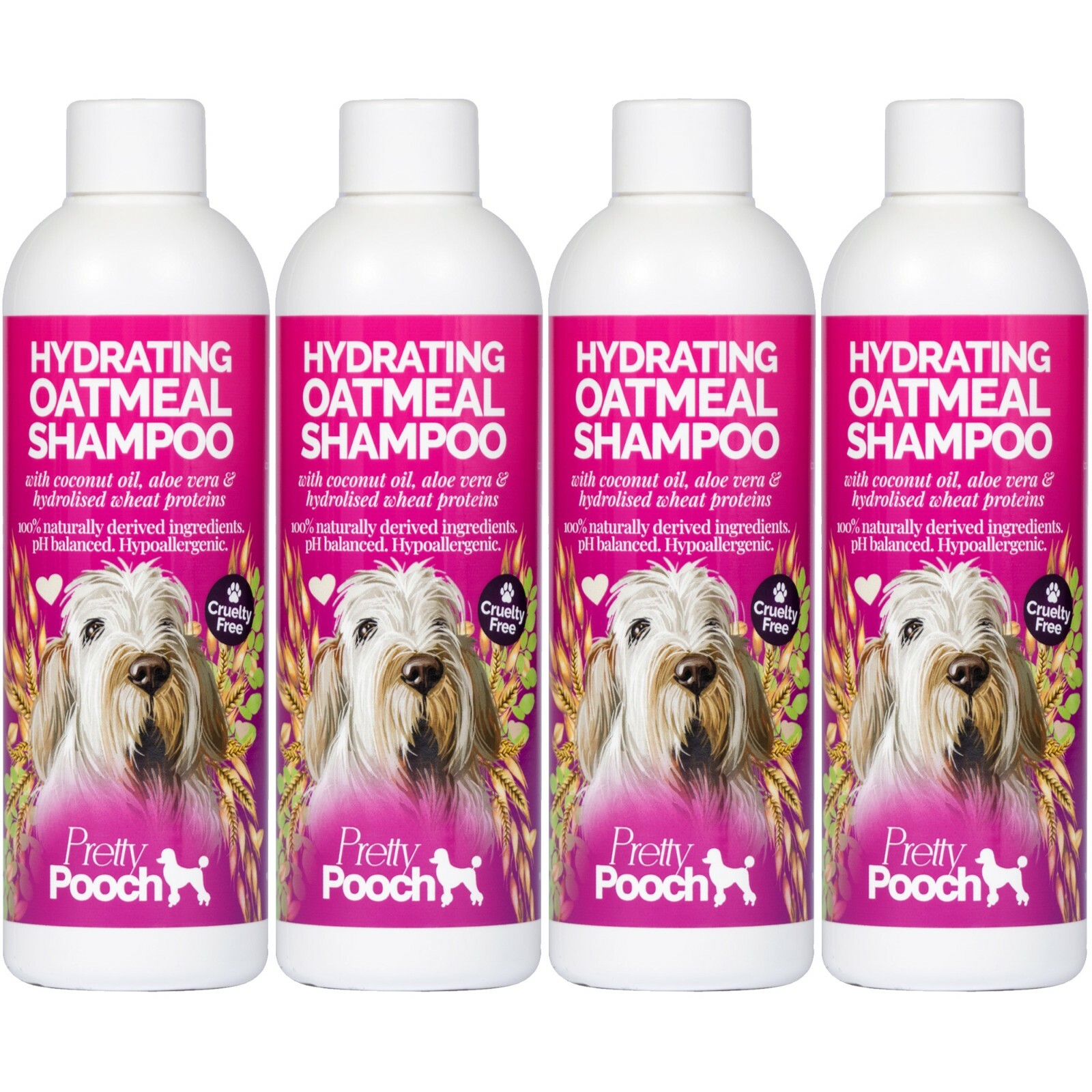 Dog Oatmeal Shampoo Natural Hypoallergenic Dry Itchy Sensitive Skin 4 x 250ml