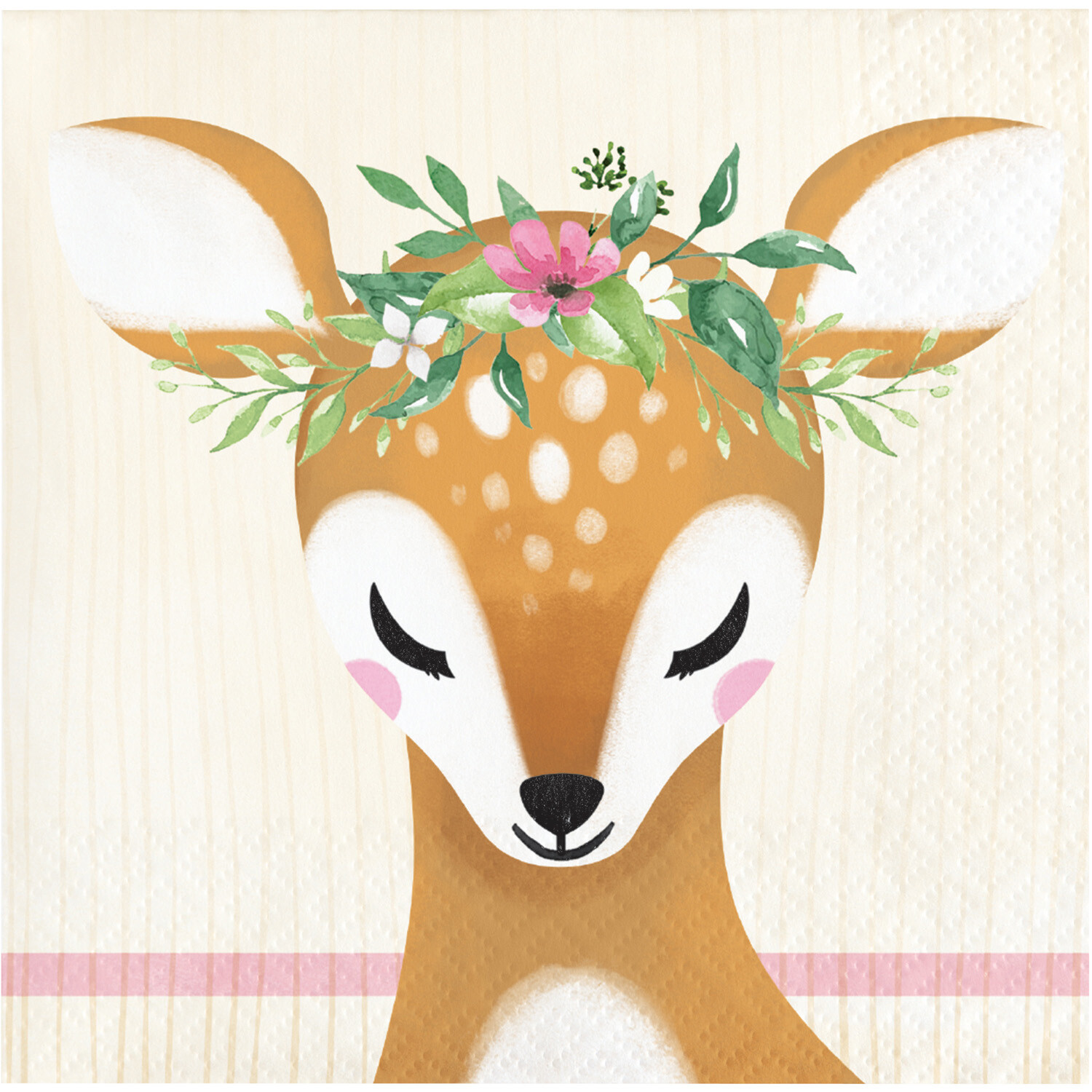 Pink Deer Paper Beverage Napkins Girls Birthday Party 1st Birthday Baby Shower