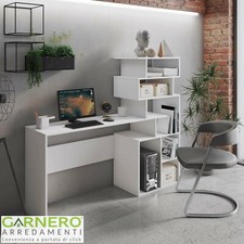 Scrivania ufficio moderna libreria pc CLAIRE camera studio ripiani bianco design