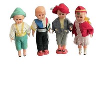 Celluloid Miniature Dolls Sleepy Eyes Made In Italy In Authentic Clothes Vintage