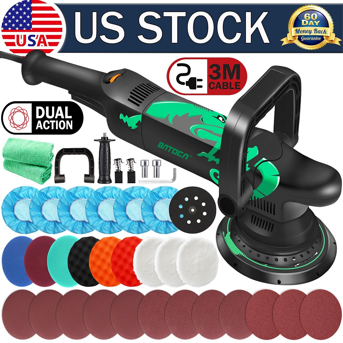 BATOCA Dual Action Car Polisher Auto Buffer Sander Orbital Polishing Machine 6in eBay