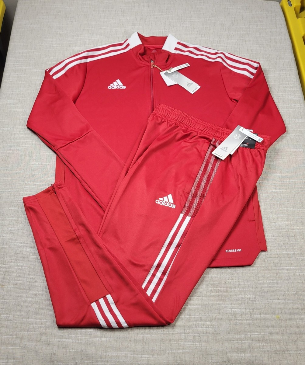 ADIDAS Tiro Tracksuit Jacket Pants Set Medium Mens Red White
