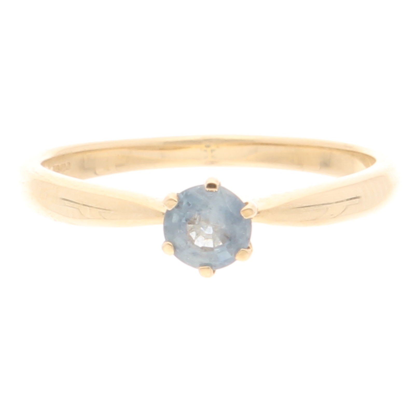 9Carat Yellow Gold Blue Topaz Solitaire Ring (Size N) 4mm Head