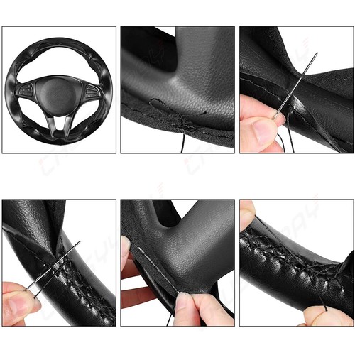 For 2003-2007 Chevy Silverado 1500 2500 3500 -Leather Steering Wheel Cover Black - 第 12/14 張圖片