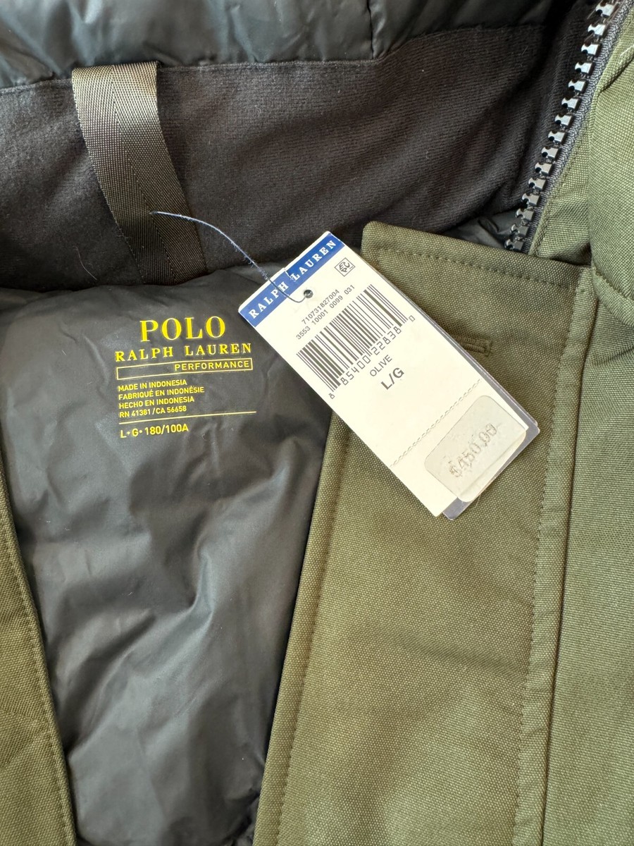 Polo Ralph Lauren Faux Fur Trim Down Parka Olive Green Size