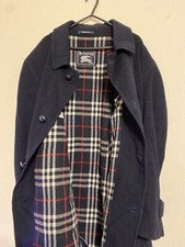 vintage burberry Wool Coat winter jacket VIRGIN wool overcoat men blue navy 52