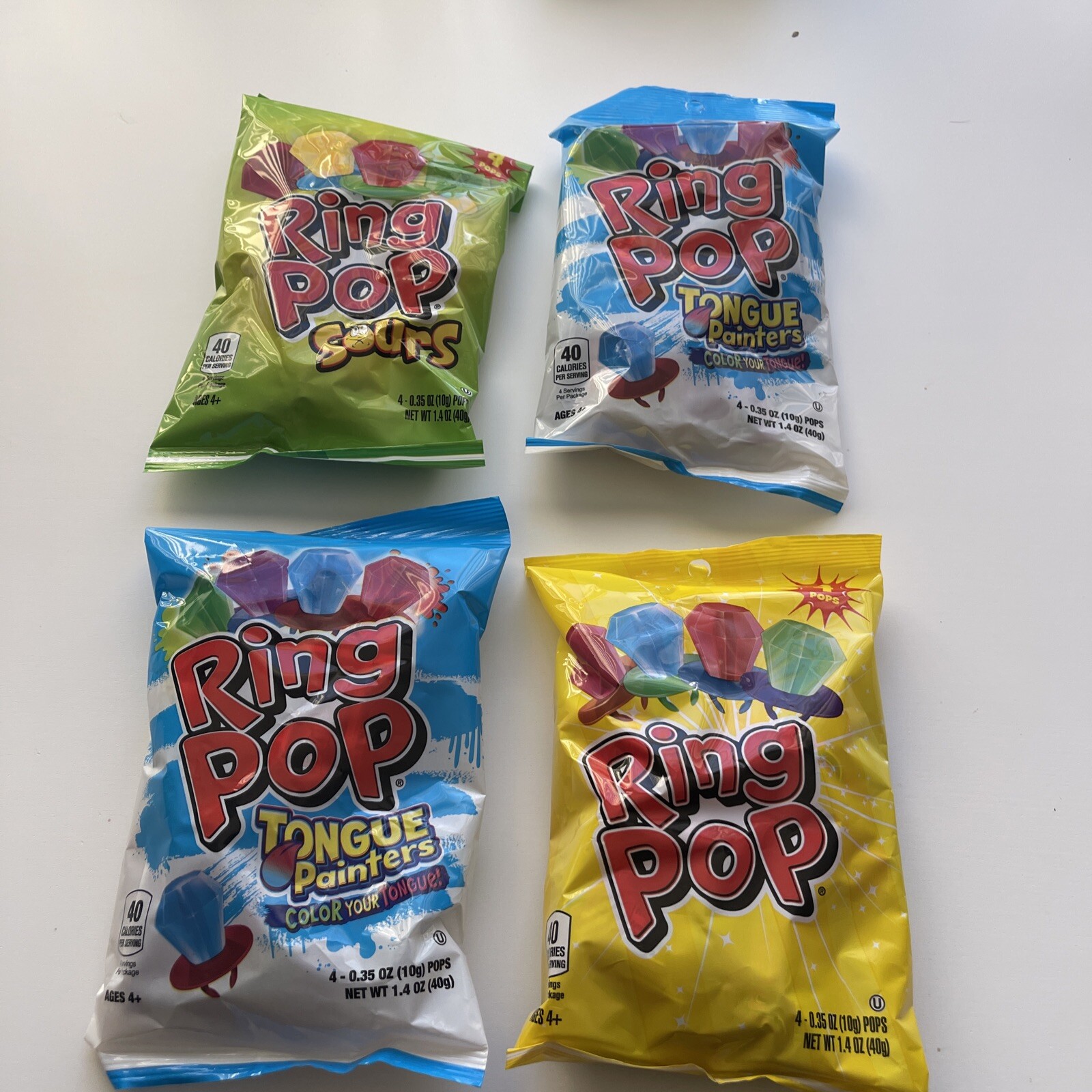 Ring Pops Assorted Flavors Candy - 16 Count in 4 Bags with Sours & Paint Your Tongue-image