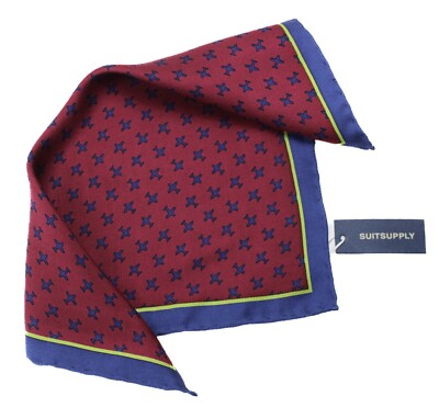 SUITSUPPLY Pochet Graphic Bordeaux Taschentuch Herren ONE SIZE Pure Silk Square