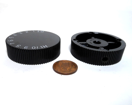(4x) PHENOLIC Control Black Knob Radio Ham Amp ROGAN USA NOS Set Screw 1/4" fit - Picture 3 of 3
