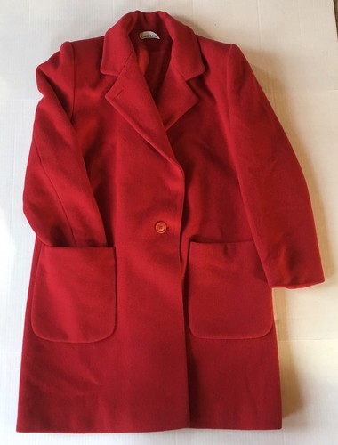LARRY LEVINE RED WOOL COCOON COAT 