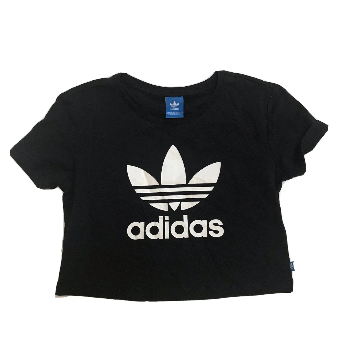 Lee Shinkan Tochi boom Adidas Crop Top Black White Logo Cropped Trefoil Retro Women XS Baby Tee  Hipster | eBay