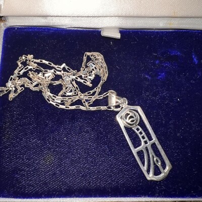 Vintage Set Heide Sterling Silber 925 KH95 Mackintosh Rose Anhänger Onyx