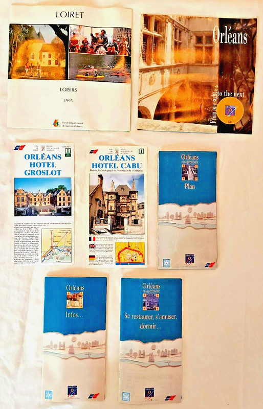 1990s Vintage Travel Brochures of Orleans France, Maps, Guides, French & English