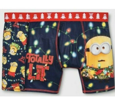 Mens DESPICABLE ME MINIONS TOTALLY LIT PACK CHRISTMAS BOXER BRIEF
