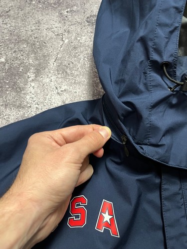 NIKE Team USA Vintage Olympic Dark Blue Hooded Waterproof Jacket Size Mens M 90s - Picture 16 of 24