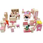 Dolls House Furniture Wooden Set People Dolls Toys For Kids Children Gift New ZF