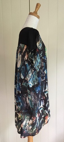 JAG Silk TOP Sleeveless dropped shoulder Asymmetrical hem Sz 12 Designer Slouch - Picture 3 of 8